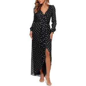 Betsy & Adam Womens Metallic Printed Evening Dress Black 4